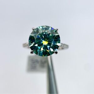 5 Ct Blue Moissanite Ring 18K Gold 925 Silver Wedding Anniversary Engagement